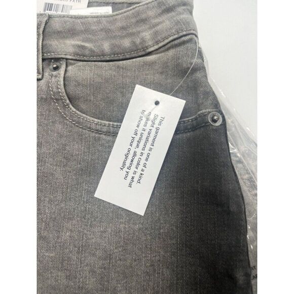 INC International Concepts High Rise Frayed Hem Denim Shorts, Gray Wash, - Picture 7 of 9